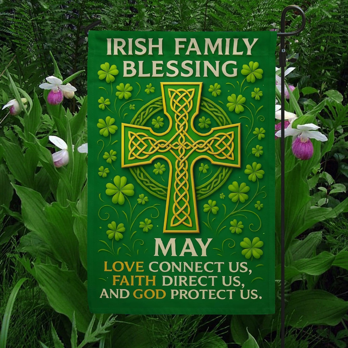 Shineful Gargen Flag 12" x 18" - Irish Family Blessing Cross