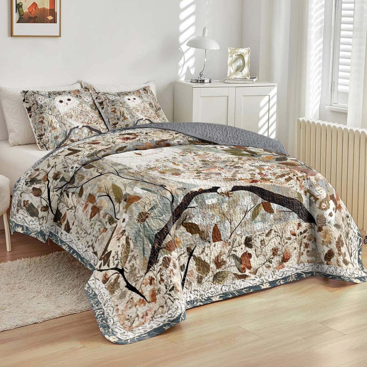 Shineful All Season Quilt 3-Piece Set Gentle Owl