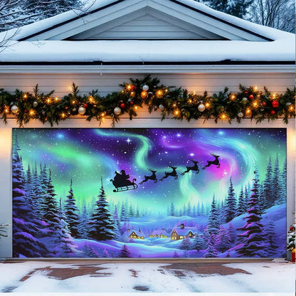 Shineful Garage Door Banner Decoration Aurora's Holiday Journey