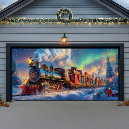 Shineful Garage Door Banner Decoration Christmas Train Magic