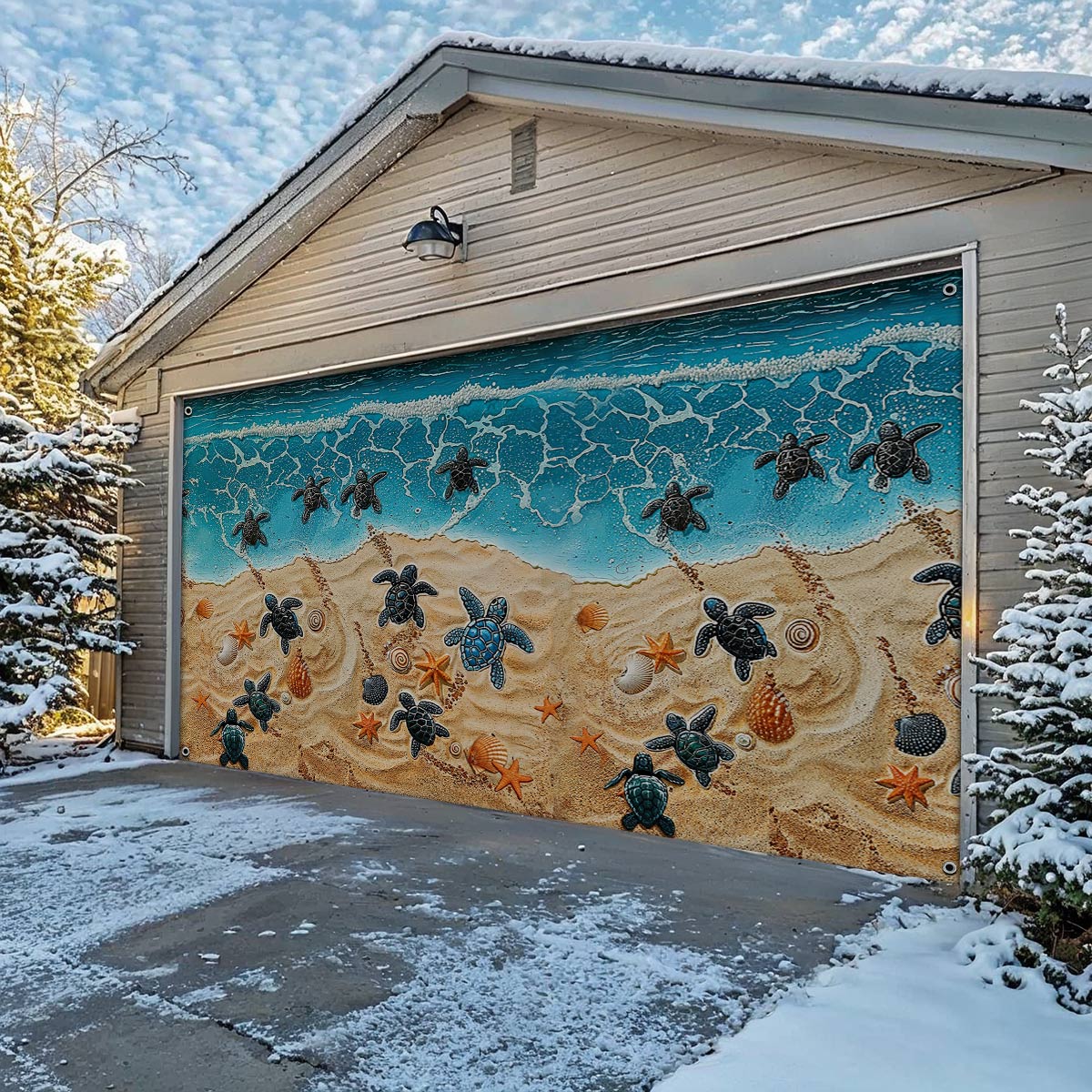 Shineful Garage Door Banner Decoration Sea Turtle Journey