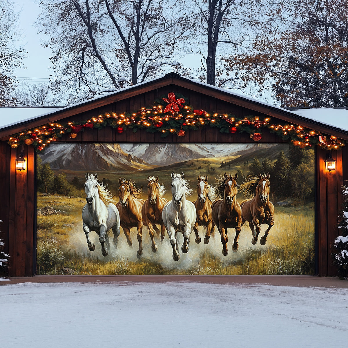 Shineful Garage Door Banner Decoration Wild Run Majesty