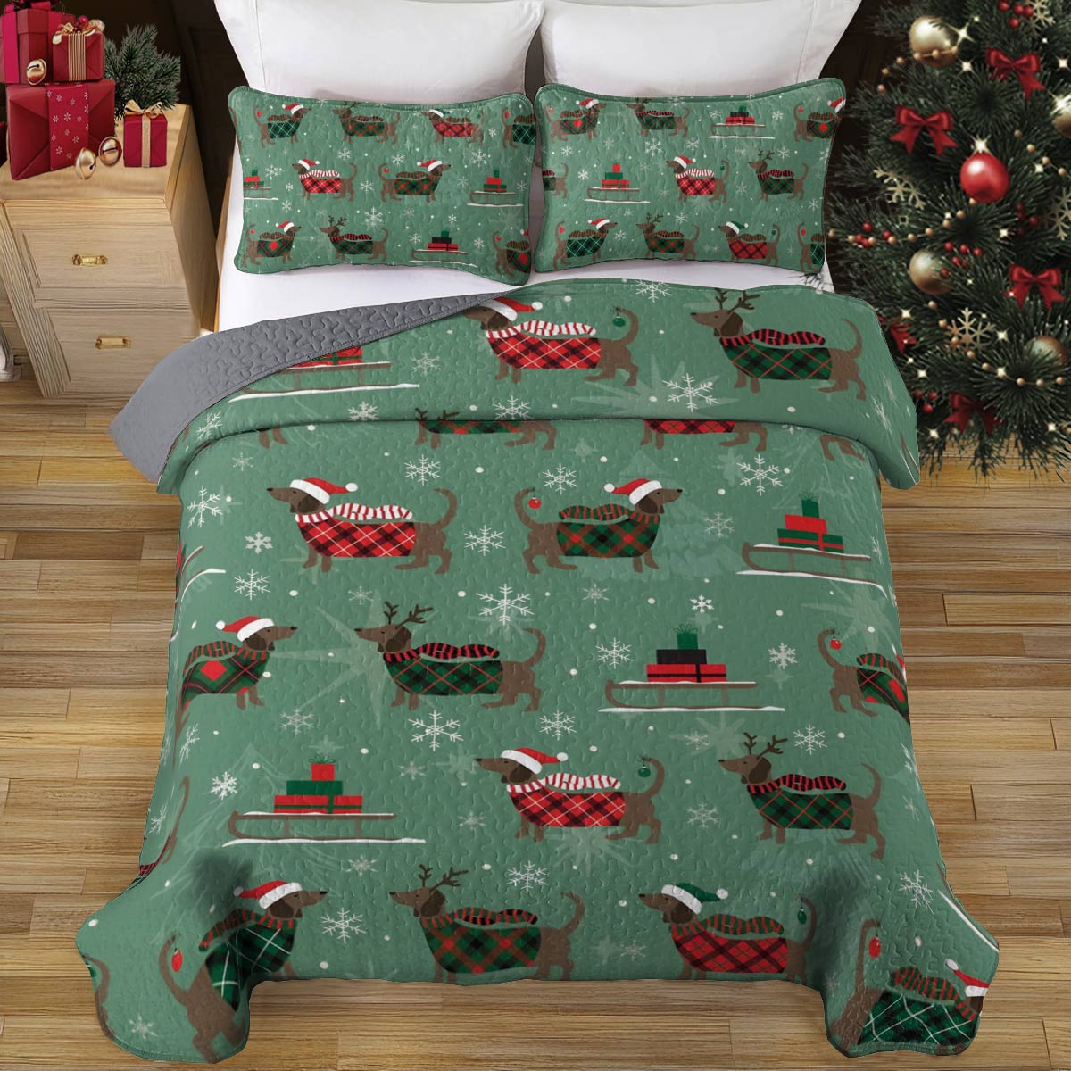 Shineful All Season Quilt 3-Piece Set Merry Dachsmas