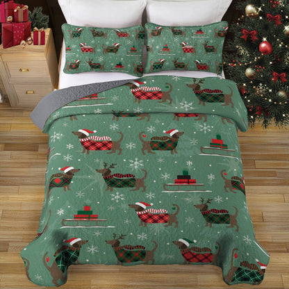 Shineful All Season Quilt 3-Piece Set Merry Dachsmas