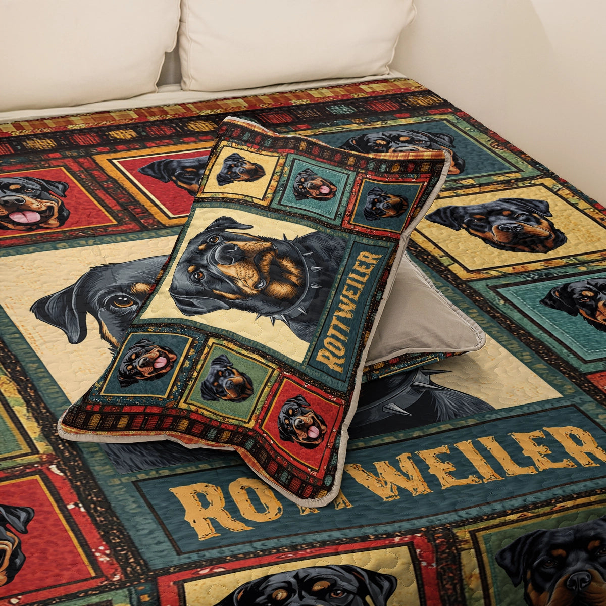 Shineful All Season Quilt 3-Piece Set - Rottweiler Loyal Guardian