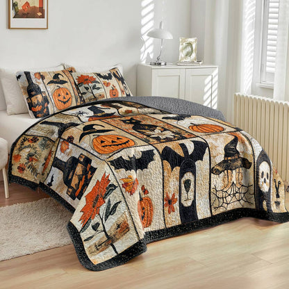 Shineful All Season Quilt 3-Piece Set Gentle Wine Bottles Halloween