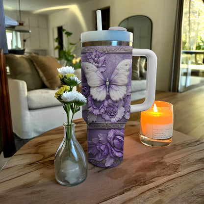 Shineful Glossy Tumbler Purple Butterfly
