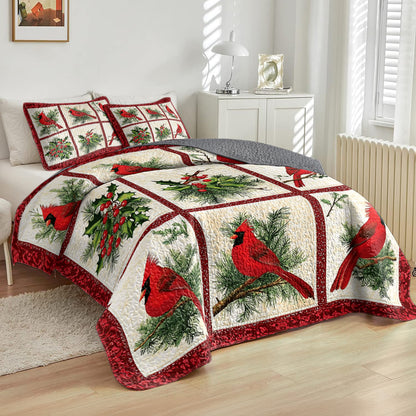 Shineful All Season Quilt 3-Piece Set Cardinal Christmas