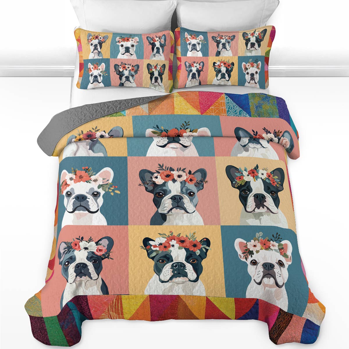Shineful All Season Quilt 3-Piece Set Floral Frenchie