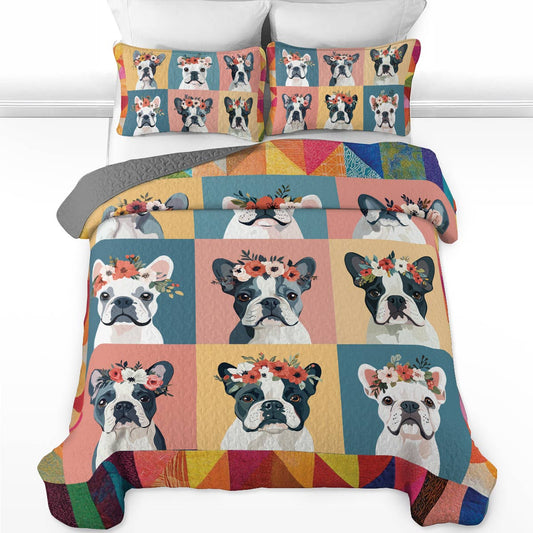 Shineful All Season Quilt 3-Piece Set Floral Frenchie