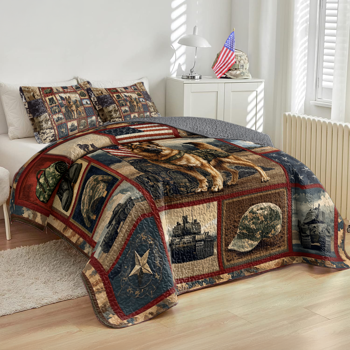 Shineful All Season Quilt 3-Piece Set Patriotic Shepherd Tribute