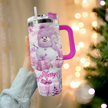 Shineful Tumbler Personalized Frosty Pink Christmas