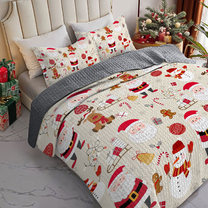 Shineful All Season Quilt 3-Piece Set Santa's Festive