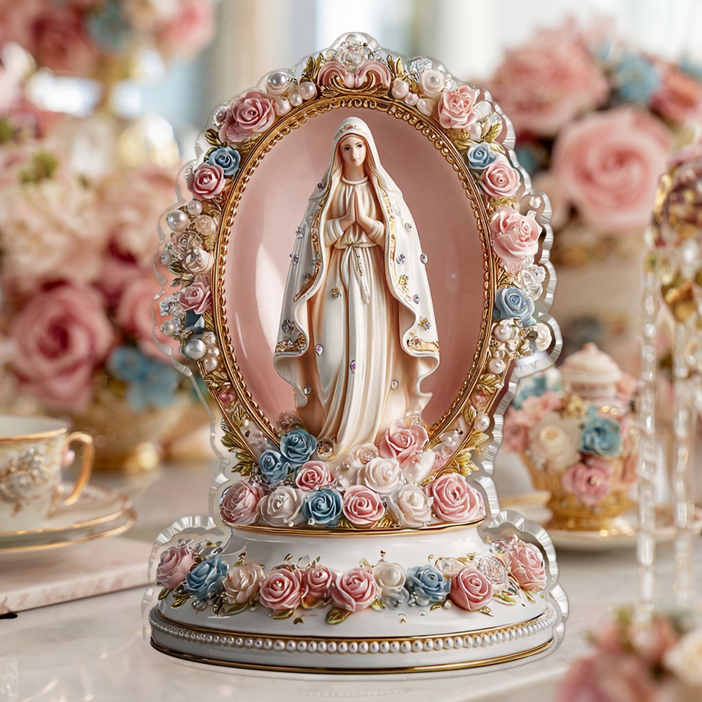 Shineful Custom Shaped Squared Acrylic Madonna of Blossoms & Pearls