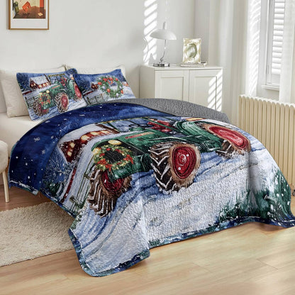 Shineful All Season Quilt 3-Piece Set - Farmer I'll Be Home For Christmas