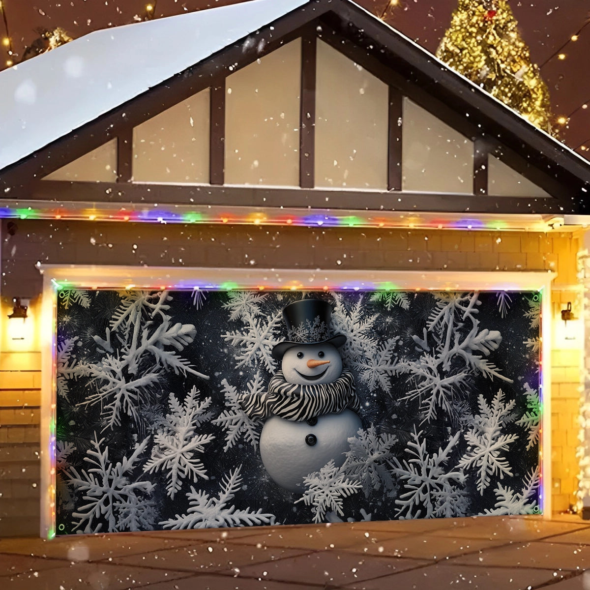 Shineful Garage Door Banner Decoration Frosty Welcome