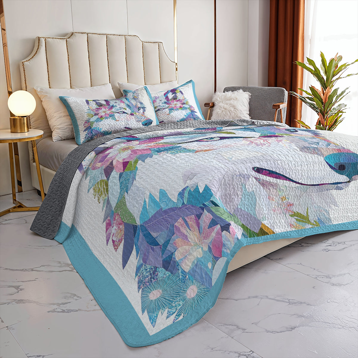 Shineful All Season Quilt 3-Piece Set  Mystical Wolf