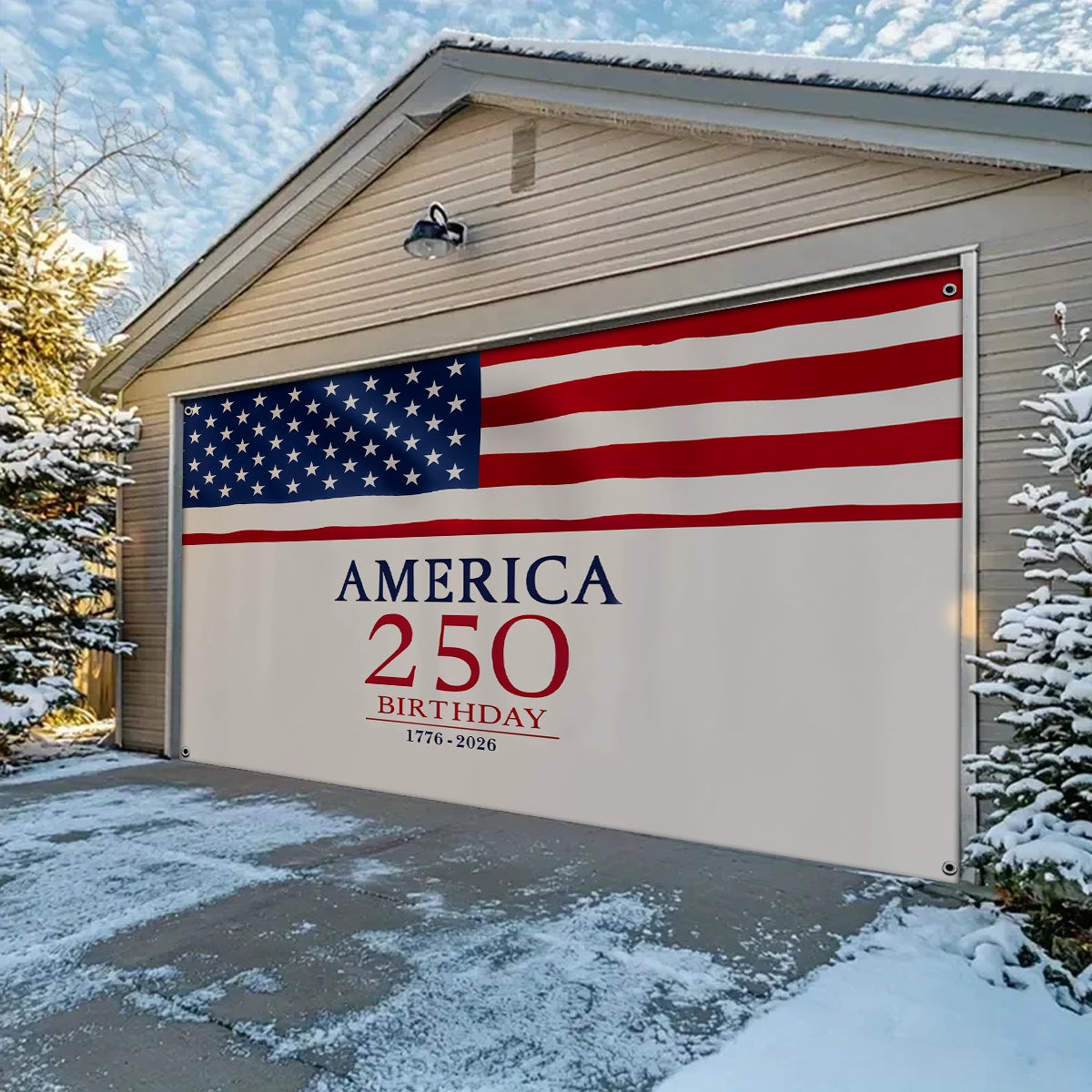 Shineful Garage Door Banner Decoration America 250th Anniversary