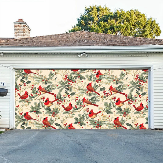 Shineful Garage Door Banner Decoration - Winter Cardinal Harmony