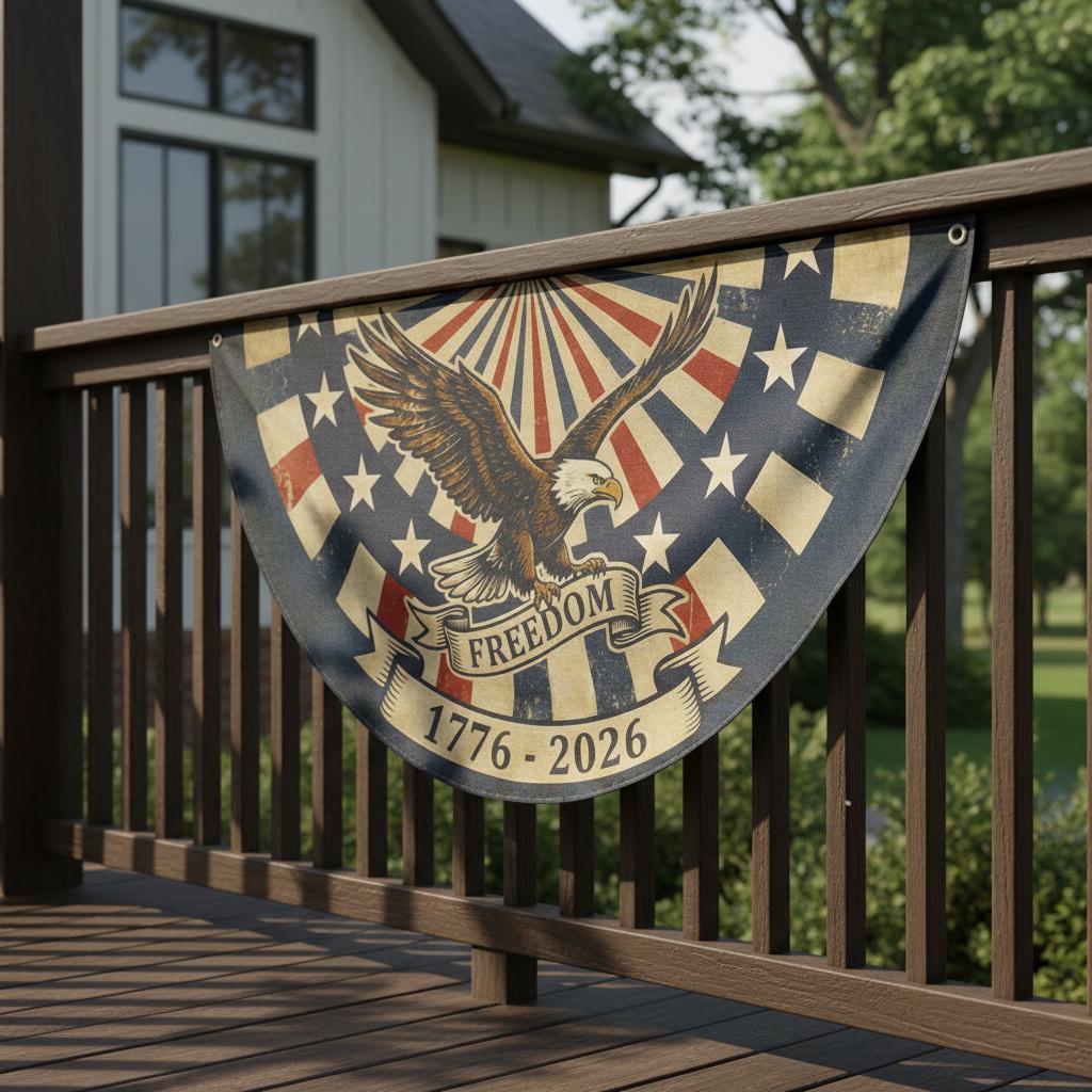Shineful Decorative Fan Flag Bald Eagle Freedom – 1776–2026 Patriotic