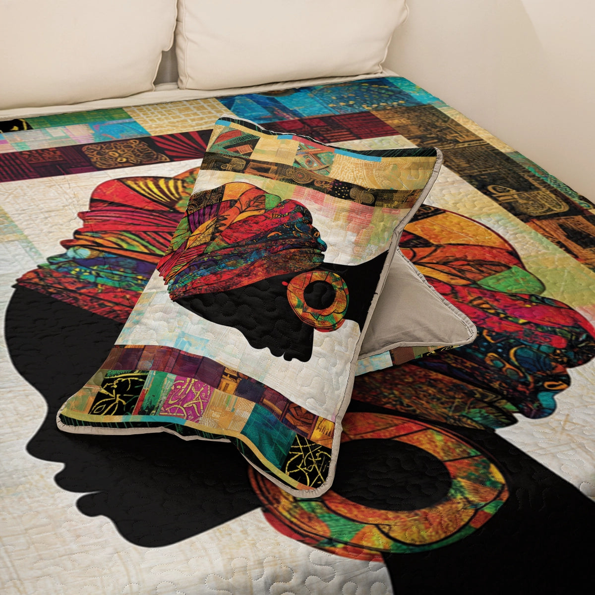 Shineful All Season Quilt 3-Piece Set Black Woman Portrait