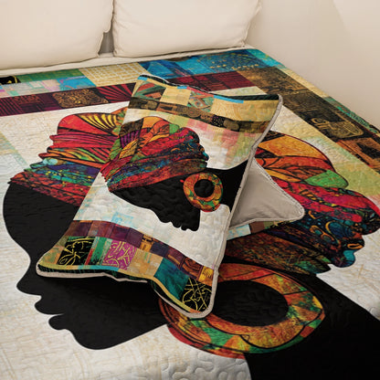 Shineful All Season Quilt 3-Piece Set Black Woman Portrait