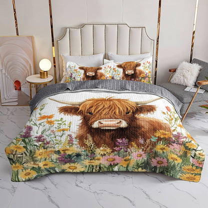 Shineful All Season Quilt 3-Piece Set Cute Cow