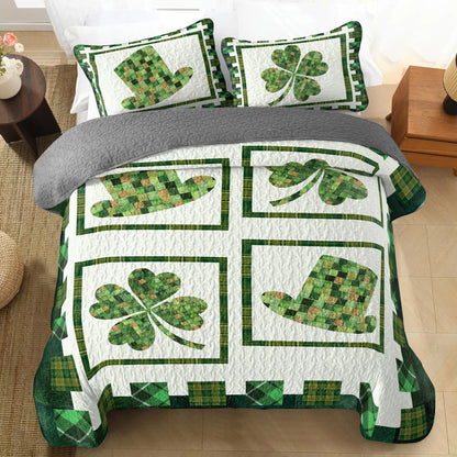 Shineful All Season Quilt 3-Piece Set - Irish Celtic Patchwork Leprechaun