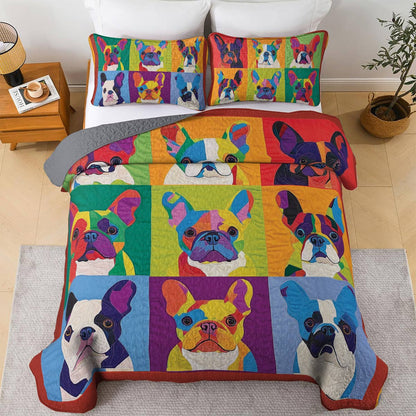 Shineful All Season Quilt 3-Piece Set Vibrant Bulldogs
