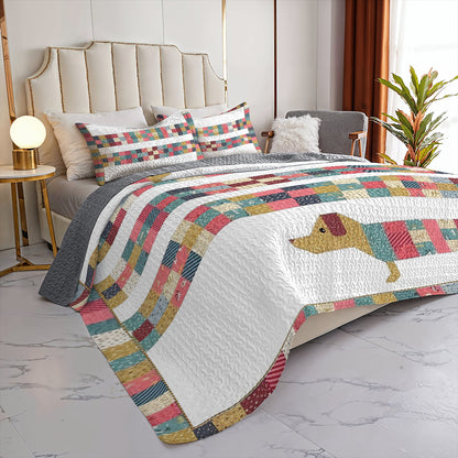 Shineful All Season Quilt 3 - Piece Set Patchwork Long Dachshund