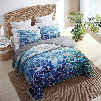 Shineful All Season Quilt 3-Piece Set Ocean Pebbles