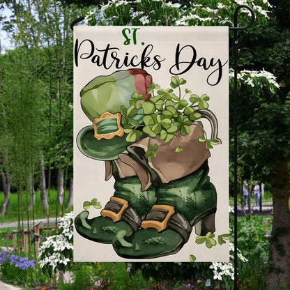 Shineful Gargen Flag 12" x 18" - Shamrock Welcome Gnome