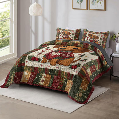 Shineful All Season Quilt 3-Piece Set Christmas Dachshund