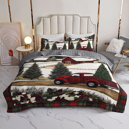 Shineful All Season Quilt 3-Piece Set Christmas Truck