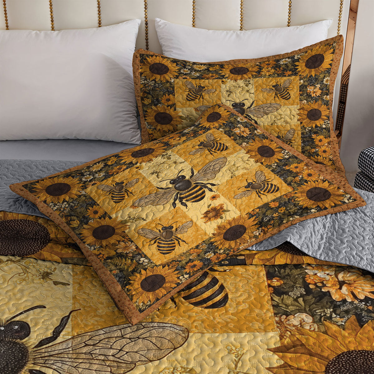 Shineful All Season Quilt 3-Piece Set Bee Sunflowers