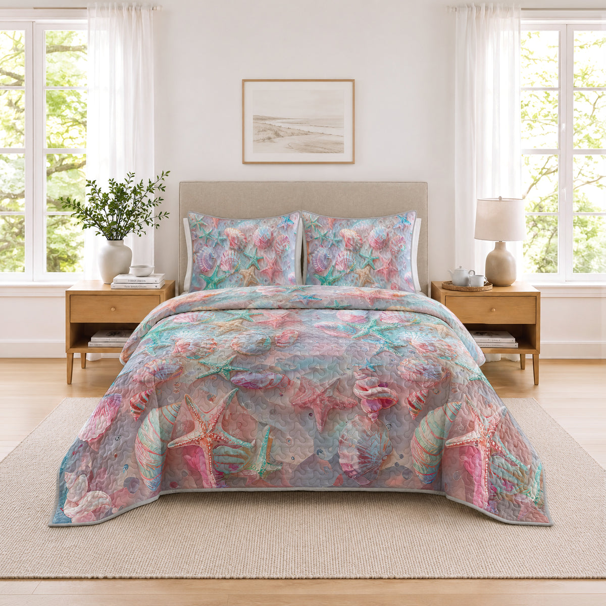 Shineful Quilt 3-Piece Set Coastal Shell