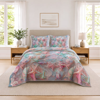 Shineful Quilt 3-Piece Set Coastal Shell