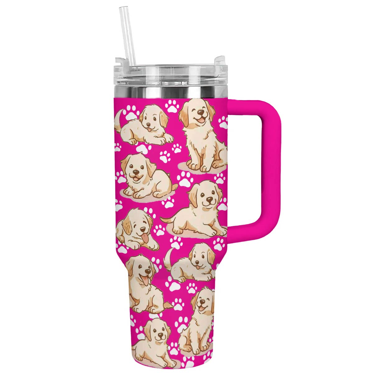 40 Oz Golden Retriever Shineful™ Tumbler Baby Golden Nl09 Hot Pink 40Oz