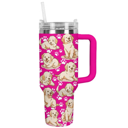 40 Oz Golden Retriever Shineful™ Tumbler Baby Golden Nl09 Hot Pink 40Oz