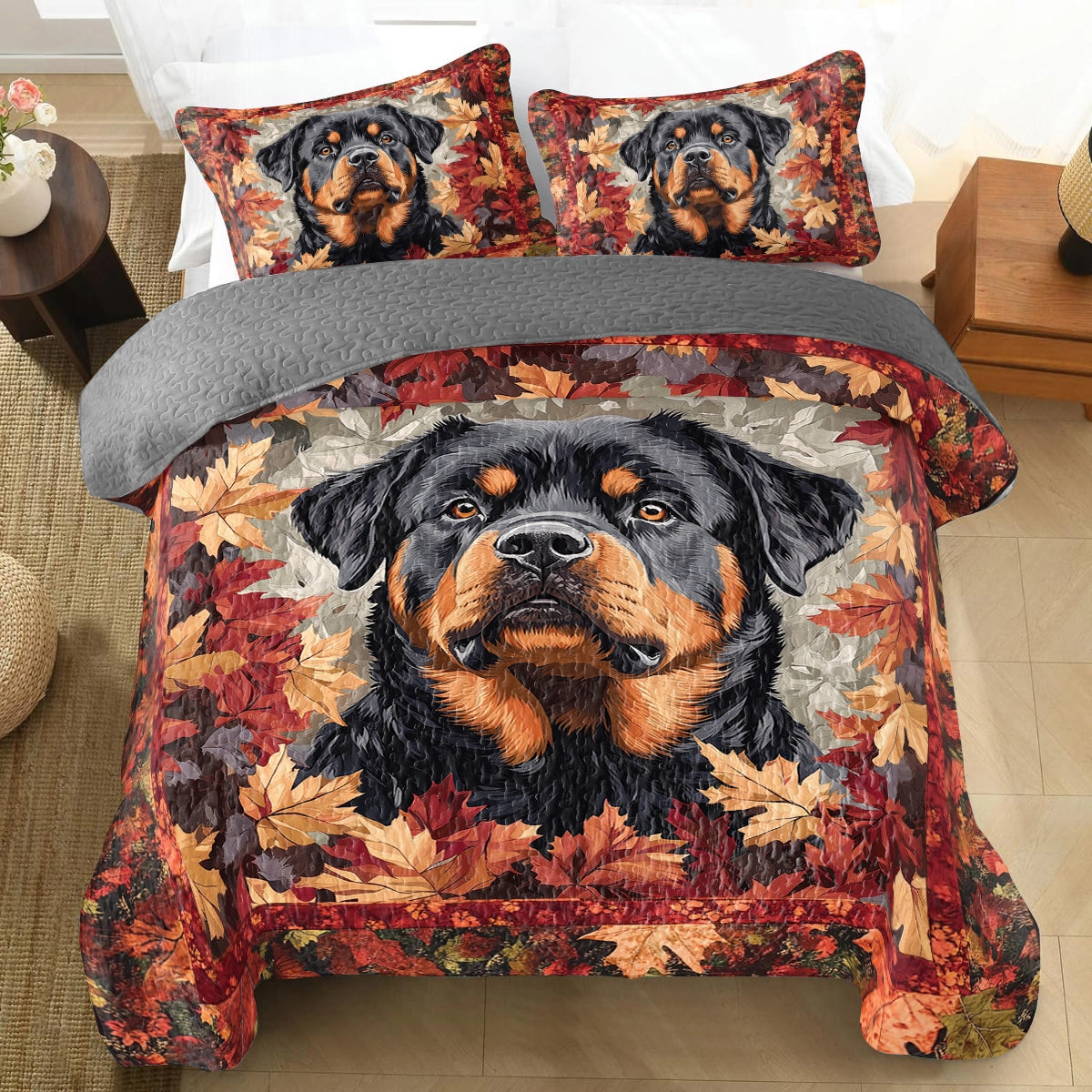 Shineful All Season Quilt 3-Piece Set - Rottweiler Majesty