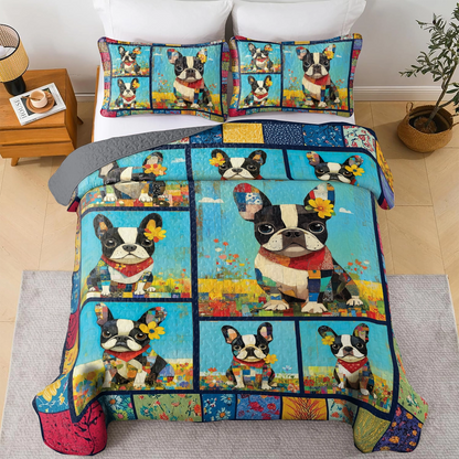 Shineful All Season Quilt 3-Piece Set - Frenchie Patchwork Paradise
