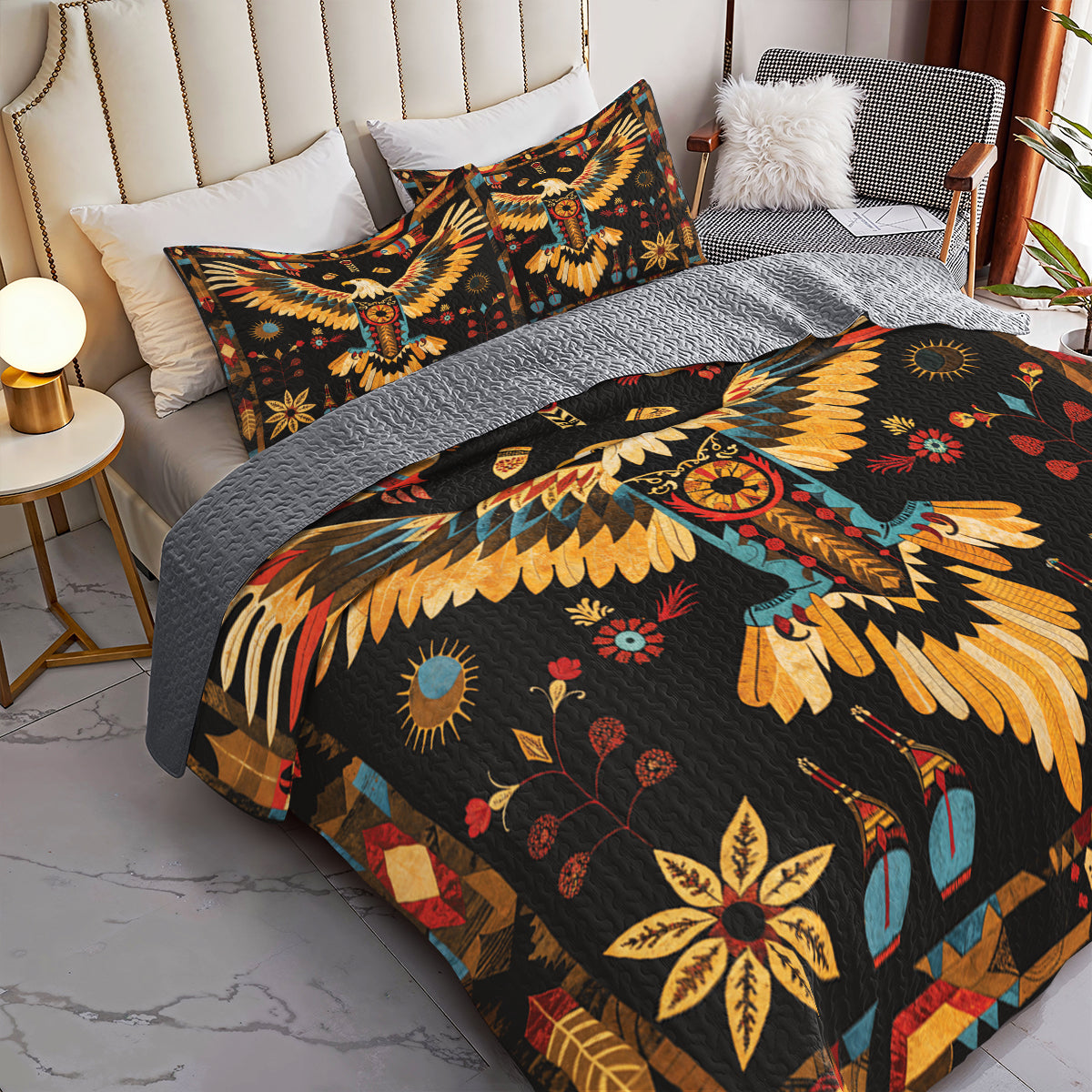Shineful Quilt 3-Piece Set Tribal Eagle