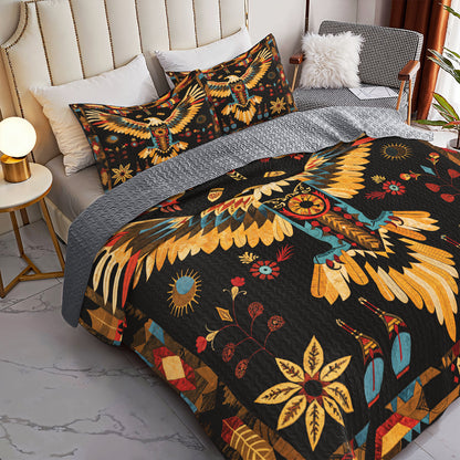 Shineful Quilt 3-Piece Set Tribal Eagle