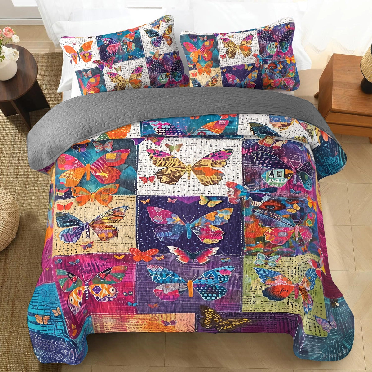 Shineful All Season Quilt 3-Piece Set Flutter Fantasy Butterfly