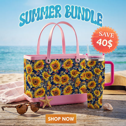 Shineful Bundle Beach Bag And Tumbler Gorgeous Flower