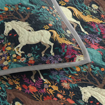 Shineful Quilt 3-Piece Set Horse Flower