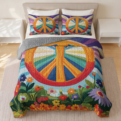 Shineful Quilt 3-Piece Set Peace Bloom