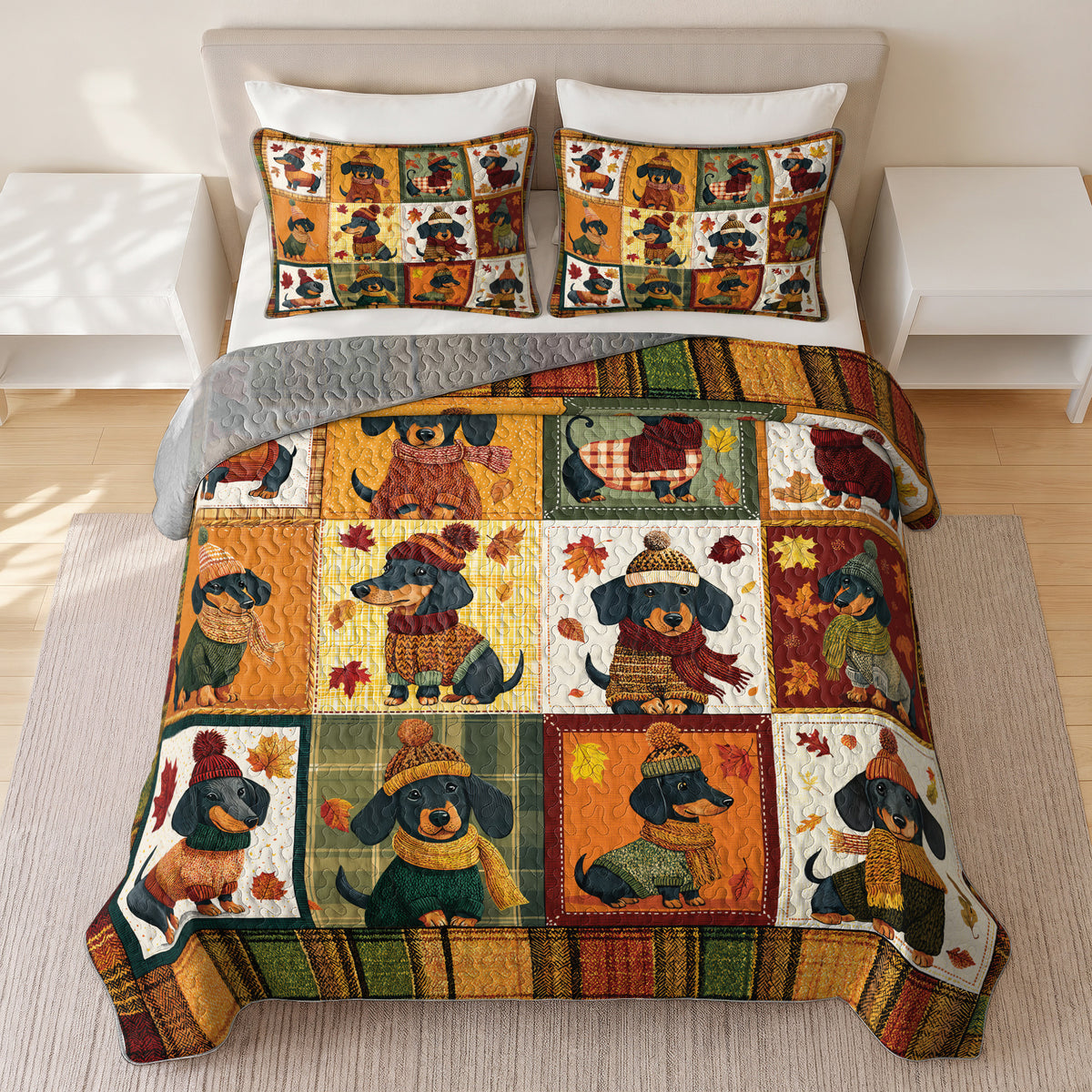 Shineful Quilt 3-Piece Set Snuggle Season Doxies