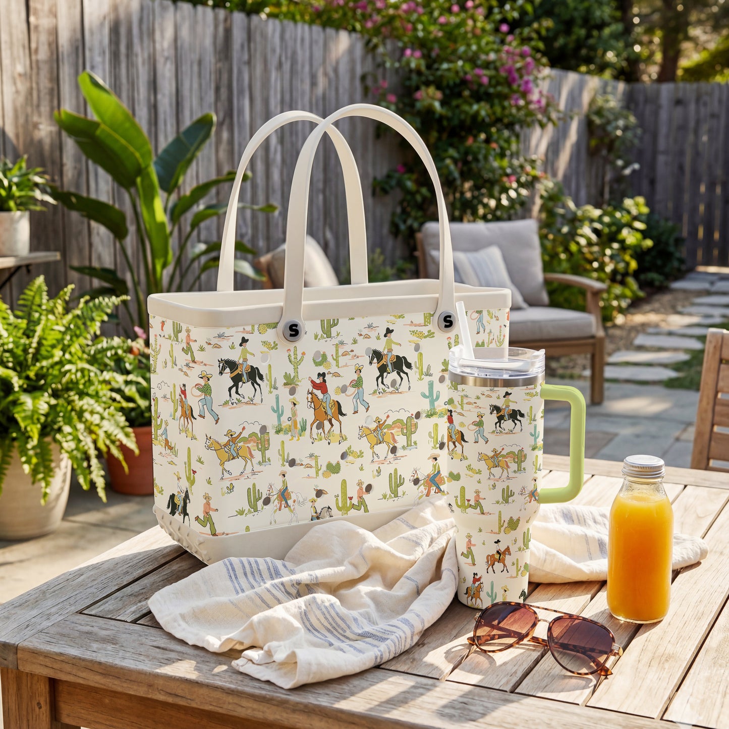 Shineful Bundle Beach Bag And Tumbler Cowboy Adventure