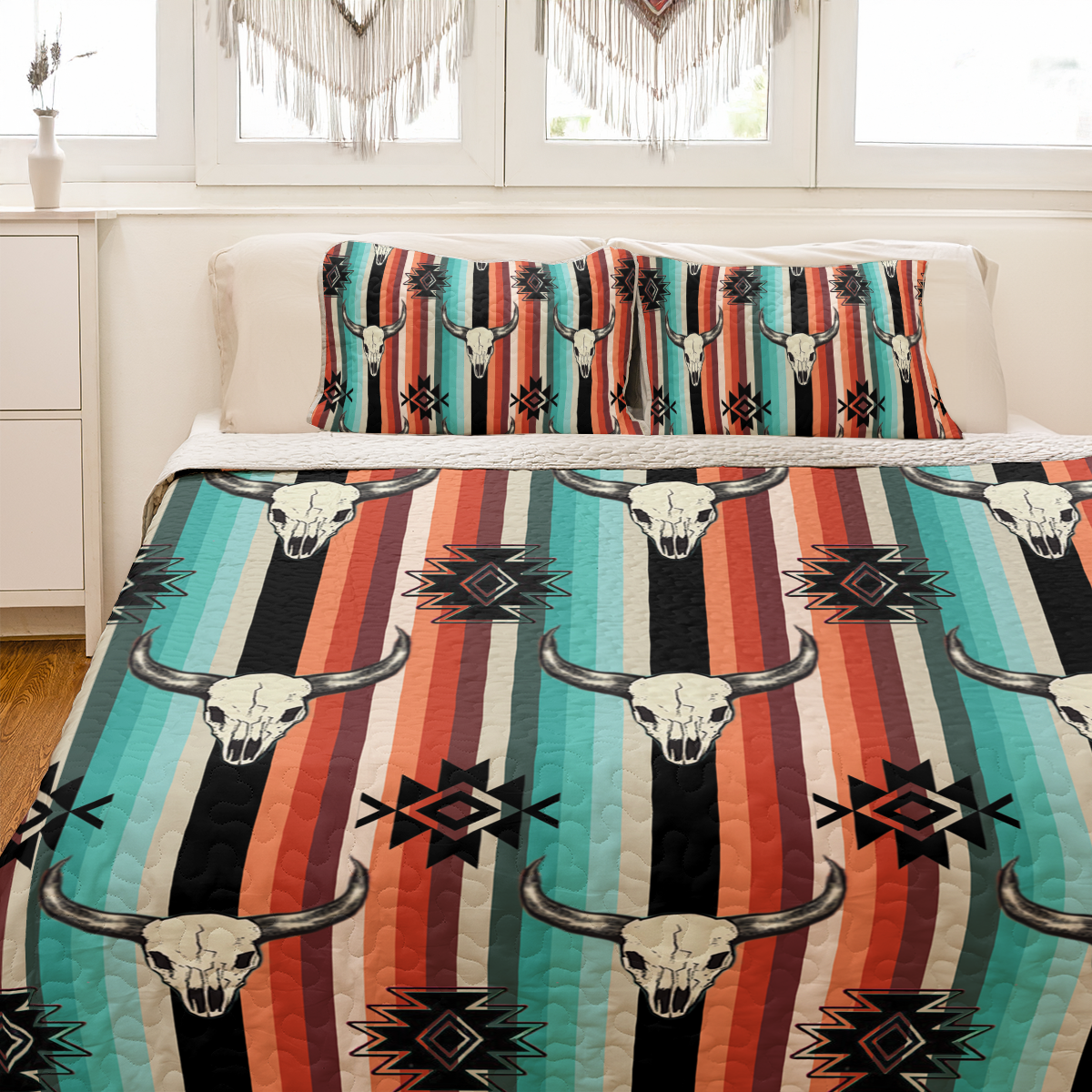 Shineful All Season Quilt 3-Piece Set Native Sacred Buffalo